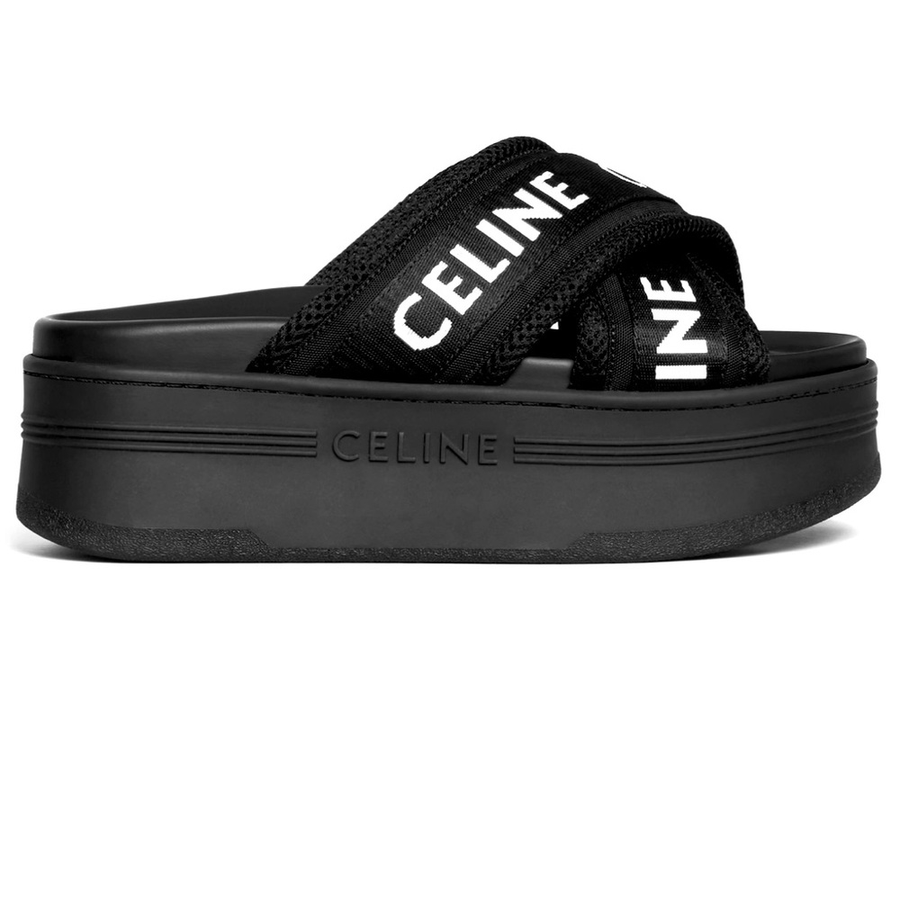CELINE BLOCK SLIDE IN MESH & TEXTILE WITH CELINE JACQUARD 39 Brand New